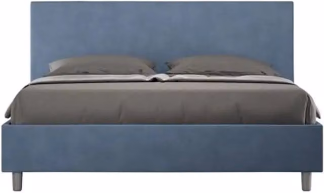 Letto matrimoniale con rete imbottito 160x200 microfibra blu Adele