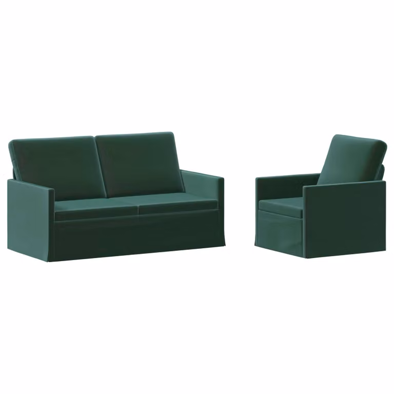 Set di 2 divani moderni vidaXL in velluto verde con struttura in metallo per soggiorno o ufficio
