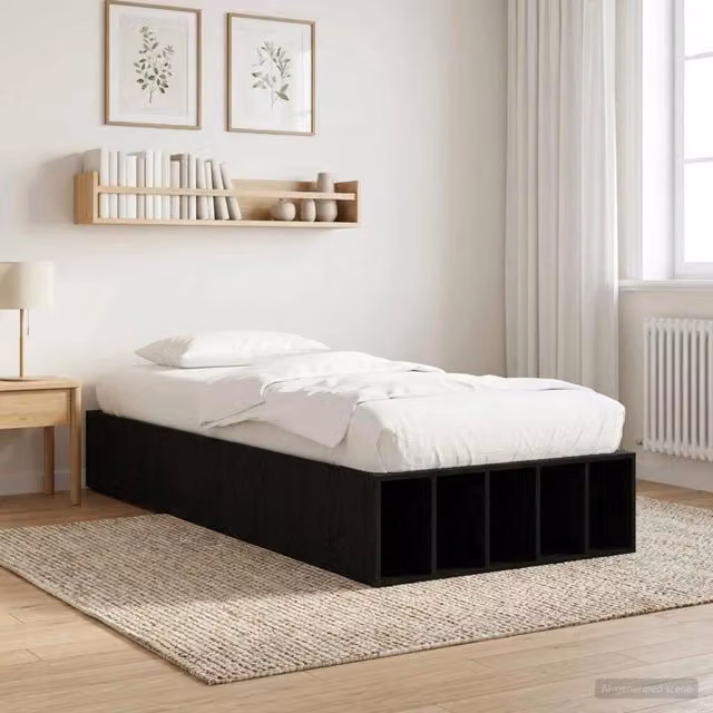 Telaio del letto con contenitore vidaXL in legno nero L/P/H: 225,5 x 80 x 200 cm