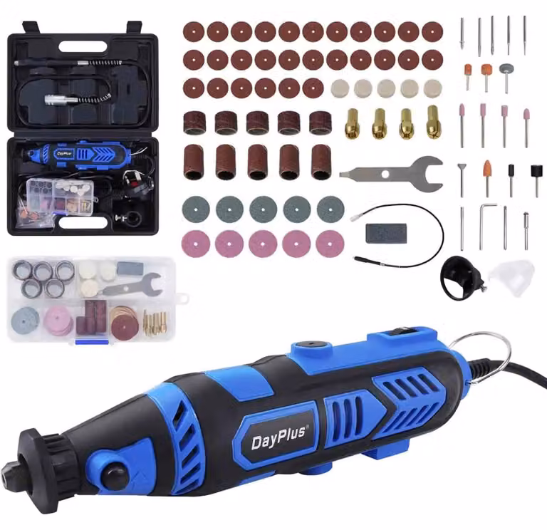 Utensile multifunzione rotativo - Mini smerigliatrice elettrica - 135 W - 6 velocità - 10.000–32.000 giri/min - 80 accessori - Alimentazione a cavo - Colore: blu