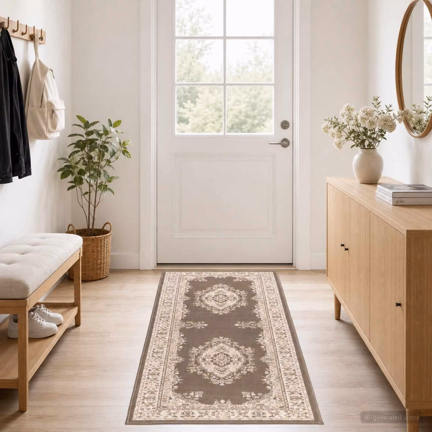 vidaXL Tappeto Runner FLORNES Tessuto Fantasia tortora 100 x 300 cm PP