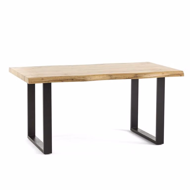 Tavolo rettangolare 160×90 cm in legno decorato melaminico con gambe a U in metallo - design moderno, stabile ed elegante per cucina e sala da pranzo - DEXTER