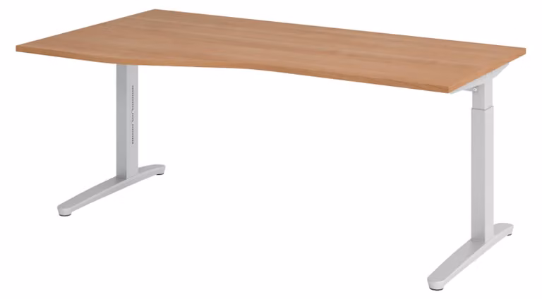Scrivania bümö serie XB - Struttura: argento, finitura: noce, dimensioni: 180 x 100 cm