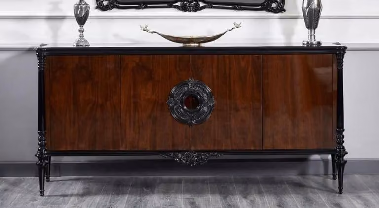 Casa Padrino credenza barocca nero/marrone scuro 225 cm - Mobili barocchi