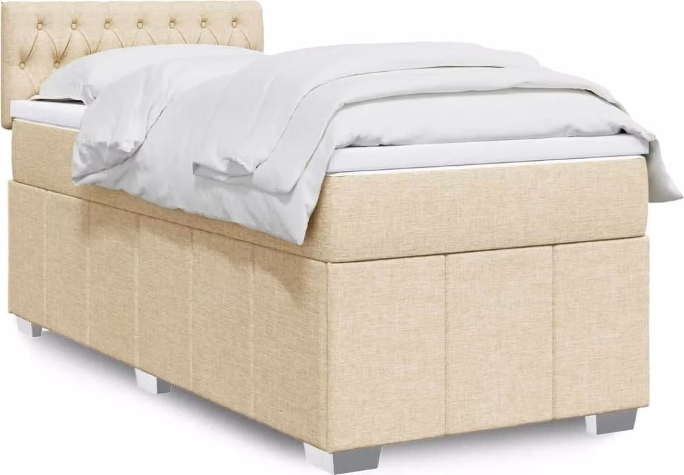 Maison Exclusive - Letto boxspring con materasso Crema 100x200 cm Tessuto