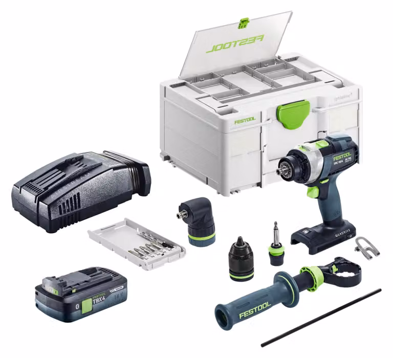 Set base Festool TPC 18/4: avvitatore a percussione a batteria 18 V 75 Nm Brushless + 1 batteria da 4,0 Ah + caricabatterie rapido + Systainer