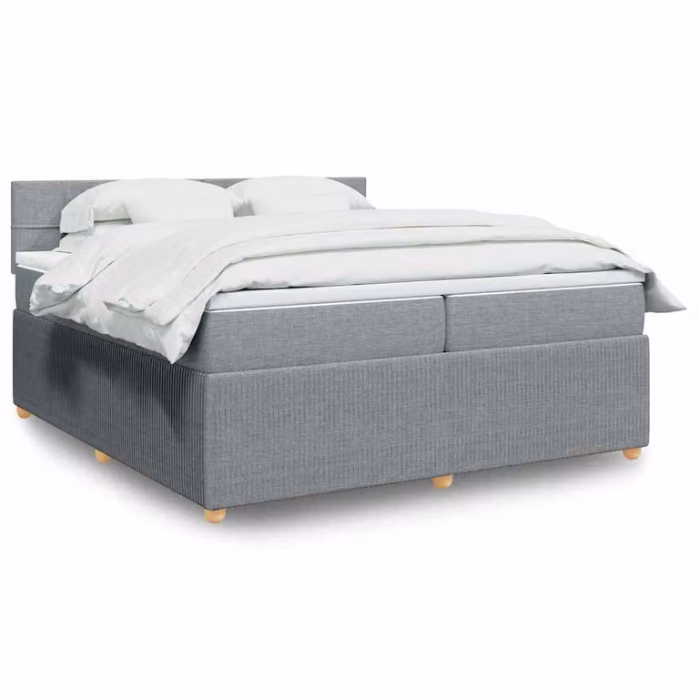 vidaXL Giroletto a Molle con Materasso Ibrido in Tessuto Grigio e Bianco, L/P: 200 x 200 cm