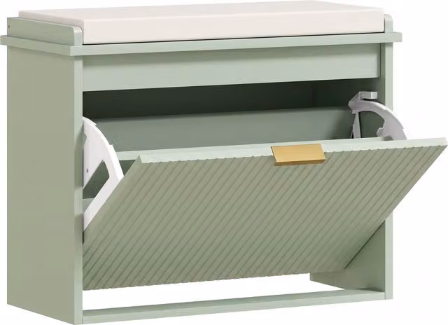 HOMCOM Panca portascarpe con cuscino e cassetto ribaltabile 62x26x47,5 cm, Verde   Aosom Italy