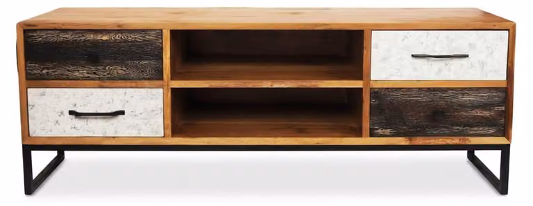 Mobile TV a basso, contenitore laterale, design moderno, mobili per soggiorno in legno massello