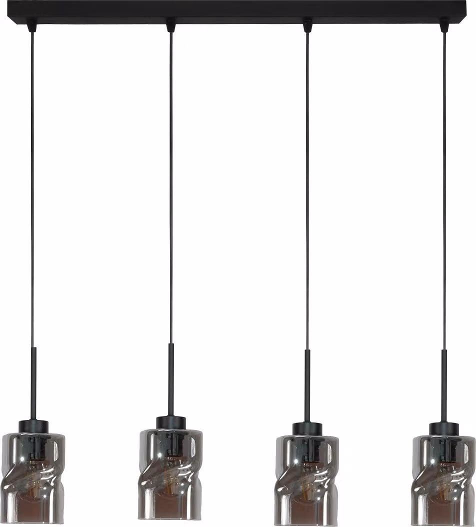 Lampadario A Sospensione Nero, Paralume In Vetro Grafite Greta 15-541