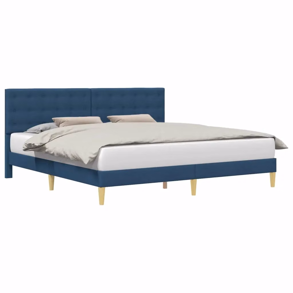 Struttura del letto con testiera e giroletto in tessuto blu L/P/H: 200 x 200 x 28 cm – 2