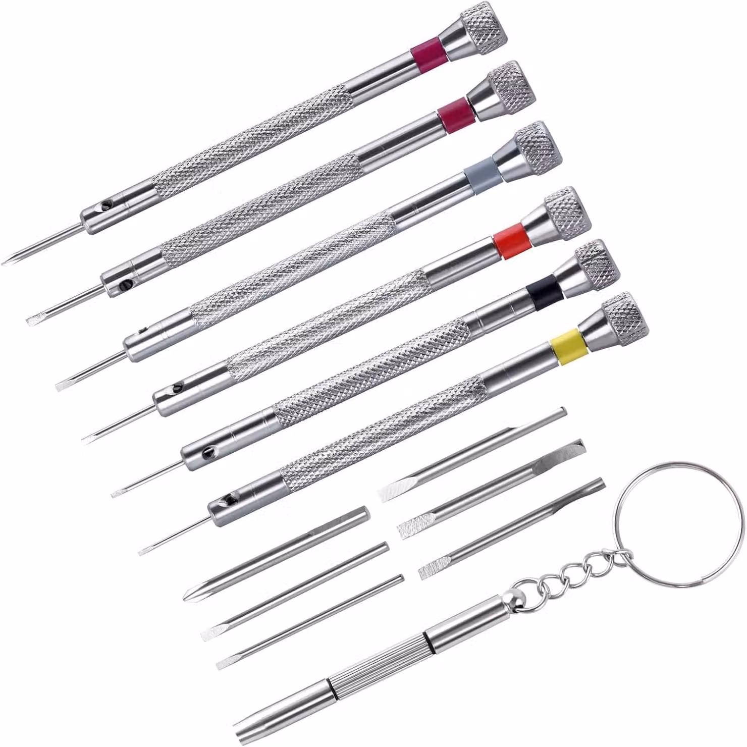 Set di cacciaviti di precisione, 6 pezzi, da 0,8 a 1,6 mm, con custodia, per la riparazione di orologi