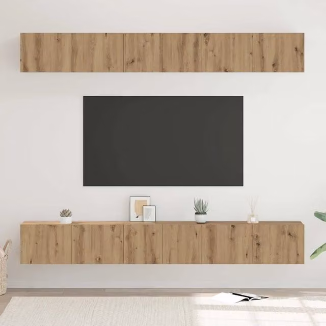 Set mobile TV 6 pz Rovere artigianale Legno ingegnerizzato 3393476