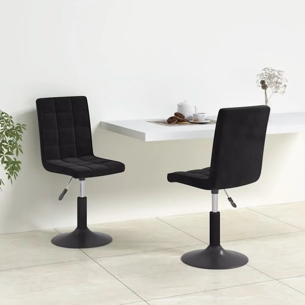 Set di 2 sedie da pranzo girevoli a 360 gradi in velluto nero con design moderno per cucina e soggiorno – 2