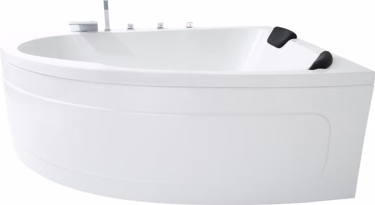 Basera Guam vasca angolare destra 180 x 130 cm per 2 persone con cascata, ambiente LED e poggiatesta