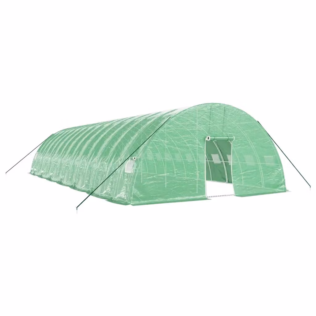 Serra Videx con telaio in acciaio galvanizzato verde e copertura in policarbonato L: 14 m, P: 6 m, H: 2,85 m – 2