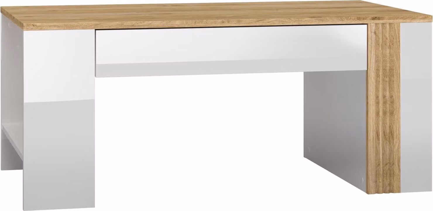 FURNLUX Tavolino Adagio Oak And Glossy Pure White 109cm / Colore principale: Bianco / Dimensioni: 109 x 48 x 60 cm