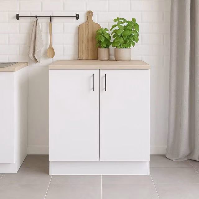 Mobile base sottolavello Nolia DMORA con 2 ante, Bianco e Rovere, L: 80 cm, P: 60 cm, H: 90 cm – 1