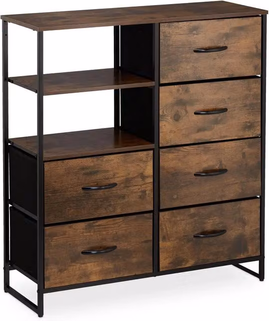Cassettiera retrò stile industriale 6 cassetti 90 x 40 x 75 cm mobile contenitore decorativo eleganza in MDF nero 13_0010895