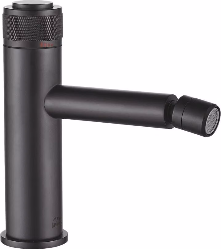Miscelatore bidet verticale di design con tappo nero