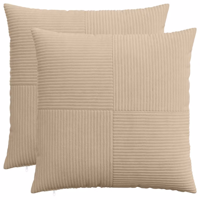 Set di 2 federe vidaXL ALMELO in velluto a coste, colore tortora, L 80 x P 80 cm