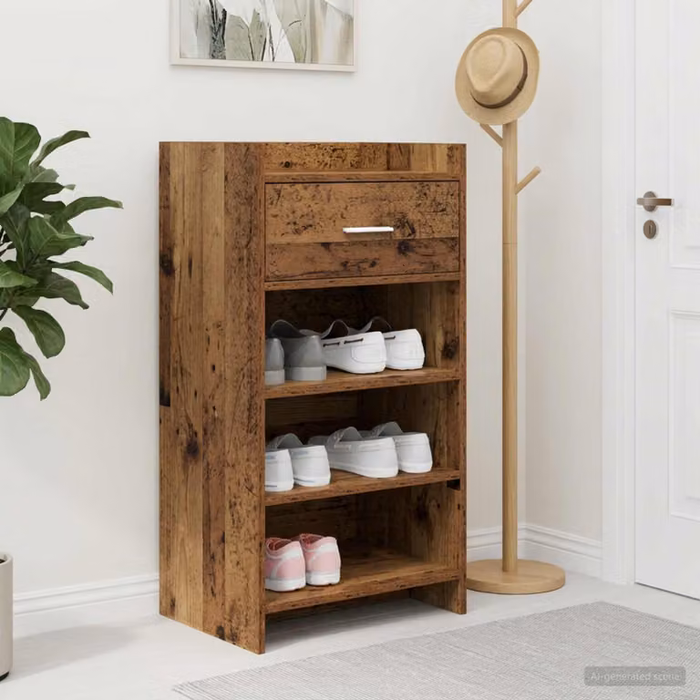 Mobile porta scarpe vidaXL con cassetto e ante in legno, colore marrone, L/P/H: 48 x 36 x 92 cm