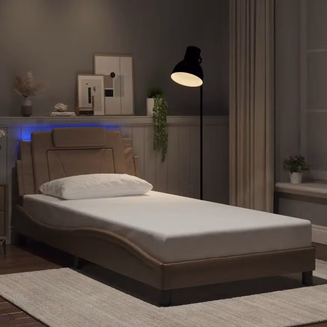 Letto contenitore Viana vidaXL con illuminazione LED e porta di ricarica USB, colore marrone, L: 100 cm, P: 200 cm