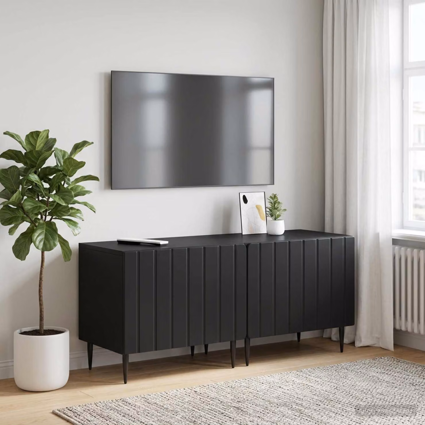 Mobile TV moderno vidaXL in legno MDF nero per soggiorno