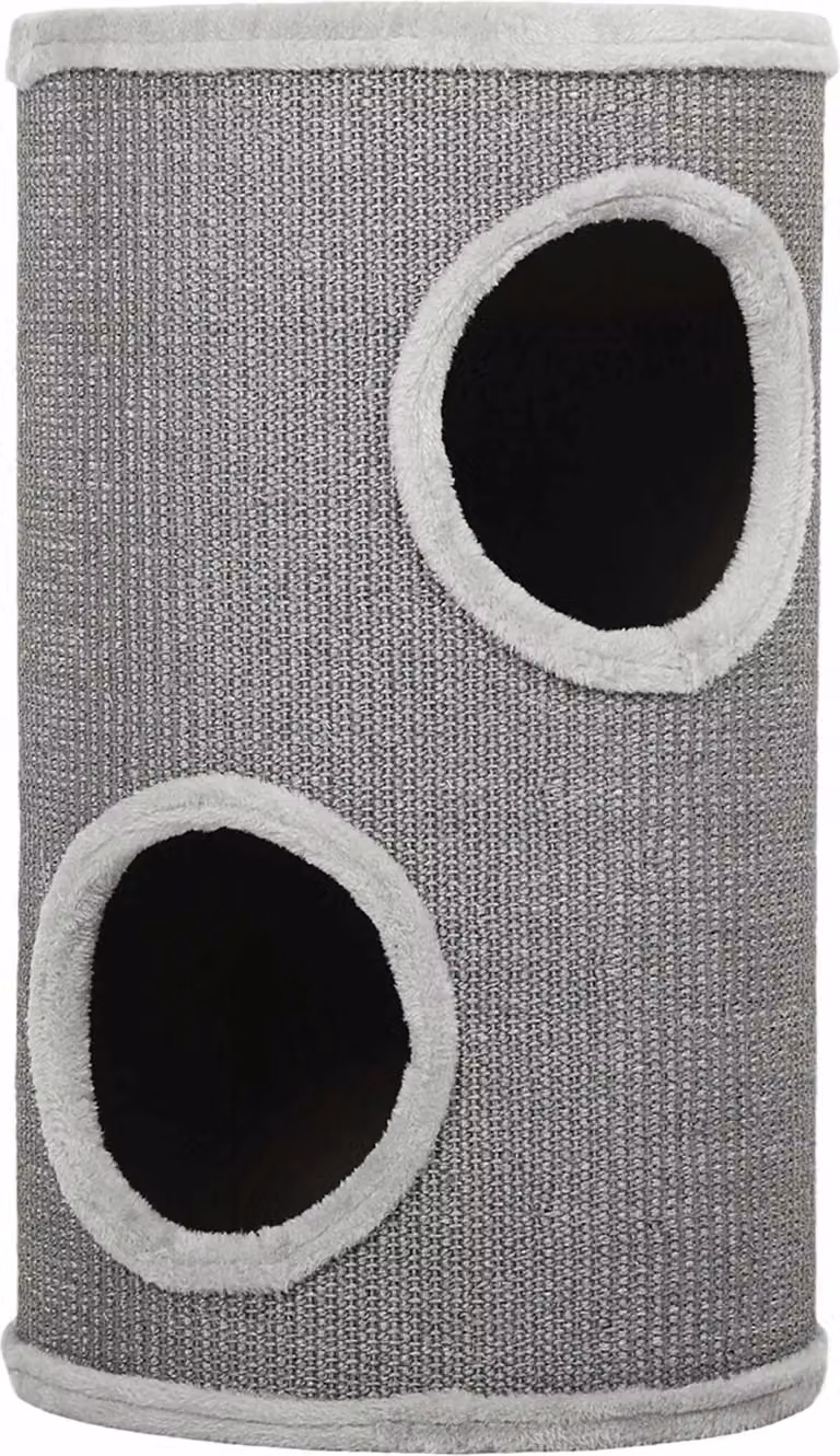 Tiragraffi per gatti, 2 livelli, sisal e peluche, grigio chiaro