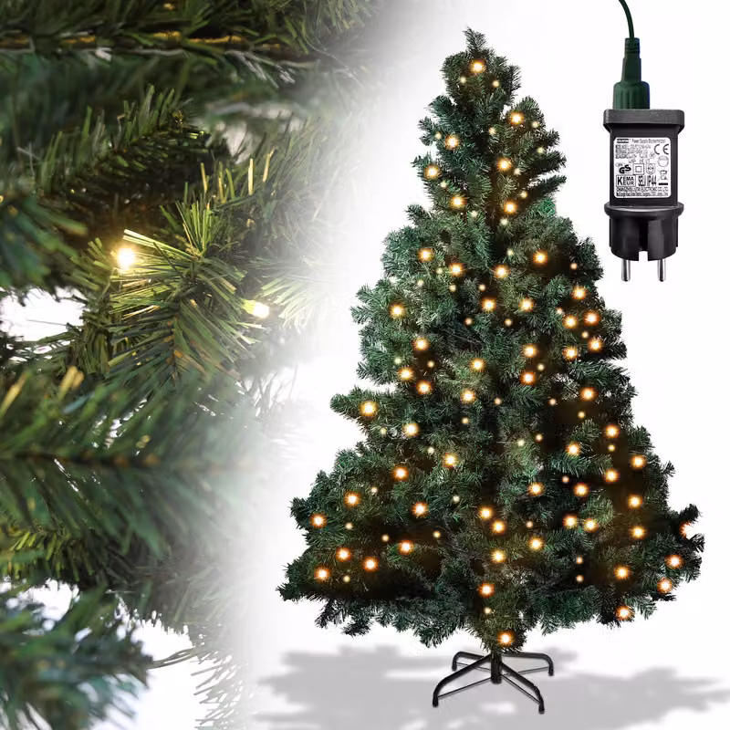 Clanmacy LED 180CM Albero di Natale Artificiale Albero di Natale Verde aghi in PVC Albero decorativo per la decorazione di Natale con luci fiabesche, con 860 suggerimenti