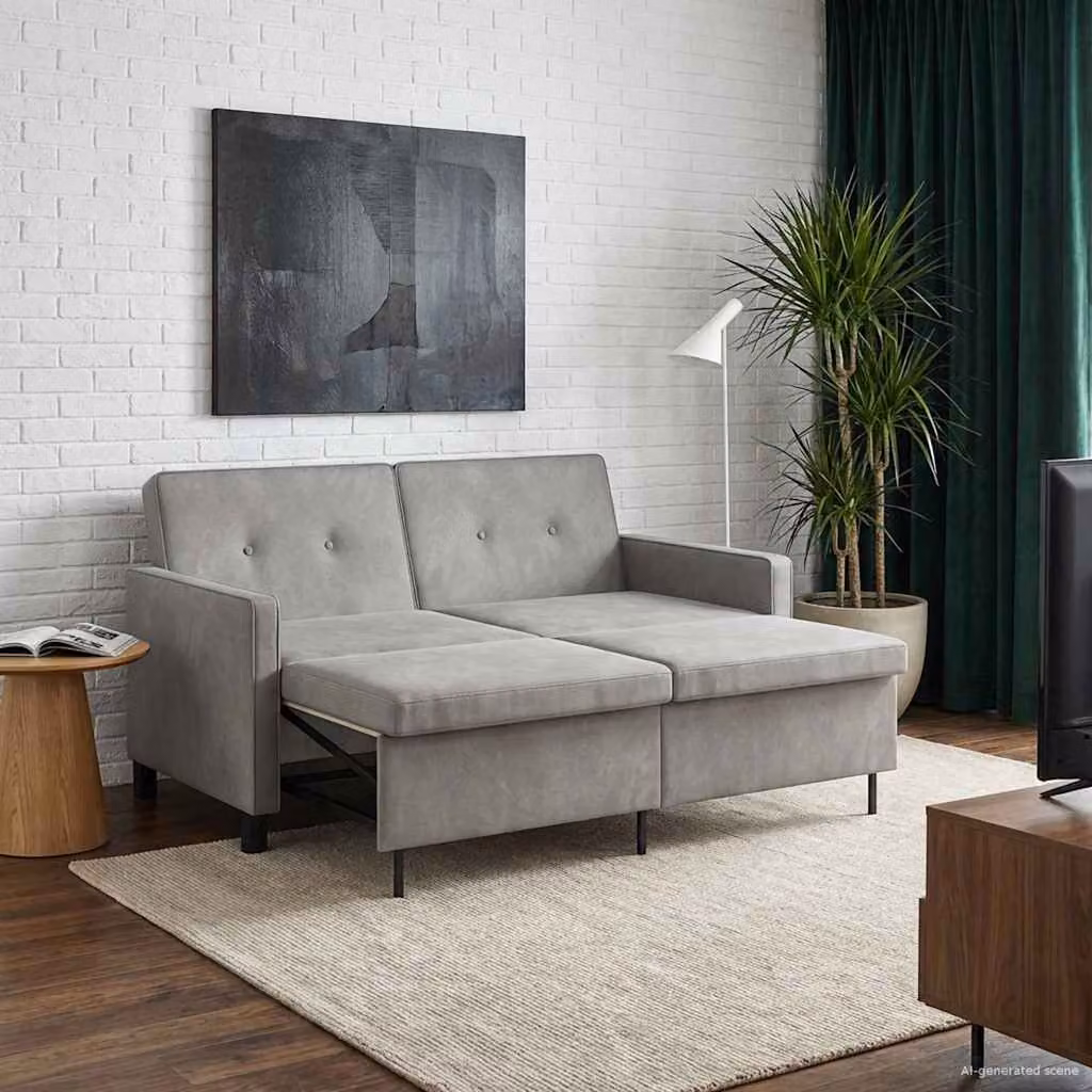 Divano letto moderno vidaXL in tessuto Grigio Chiaro L: 154 cm, P: 94,5 cm, H: 80,5 cm