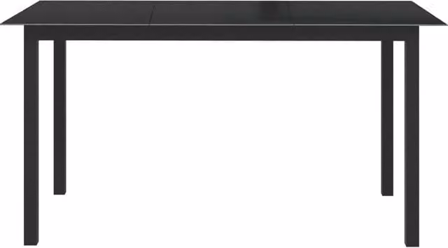 Tavolo da giardino rettangolare vidaXL in alluminio verniciato a polvere e vetro nero L: 150 cm, P: 90 cm, H: 74 cm