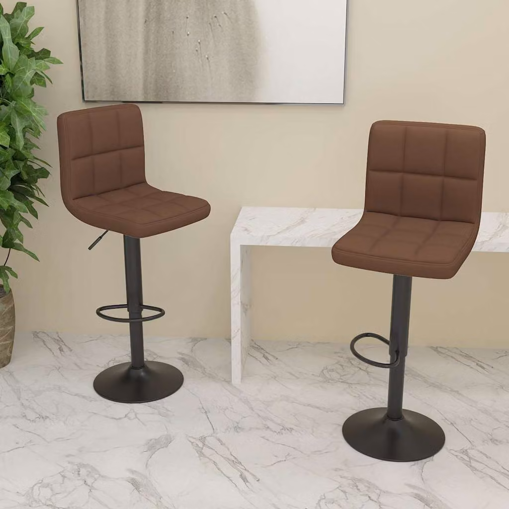 Set di 2 sgabelli da bar vidaXL marroni in tessuto con base girevole a 360 gradi – 1