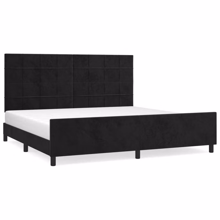 Giroletto senza Materasso Nero 200x200 cm in Velluto