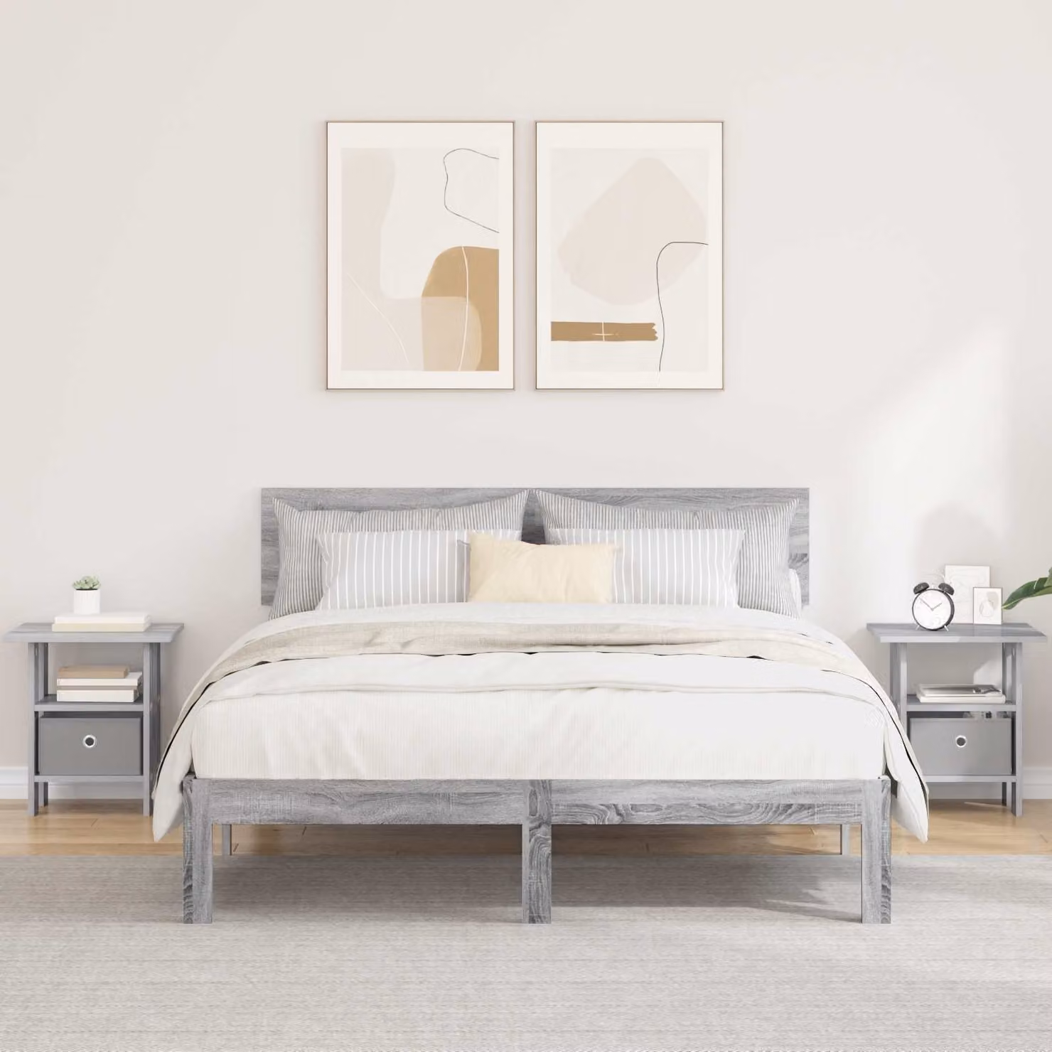 Set di 2 comodini moderni vidaXL in colore grigio, L: 41 cm, P: 40 cm, H: 45 cm