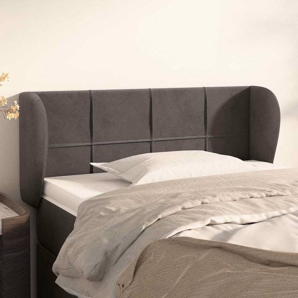 Testiera ad orecchio vidaXL in velluto grigio scuro L: 103 cm, P: 23 cm, H: 78-88 cm