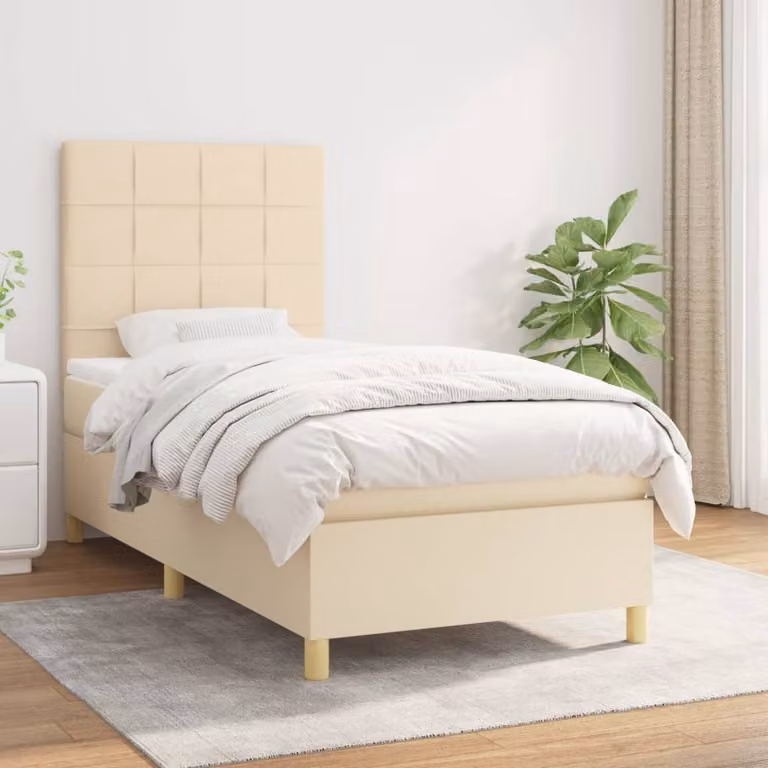 vidaXL Letto Ibrido con Giroletto a Molle e Materasso a Tasche, Colore Beige e Bianco, L/P/H: 200 x 80 x 40 cm