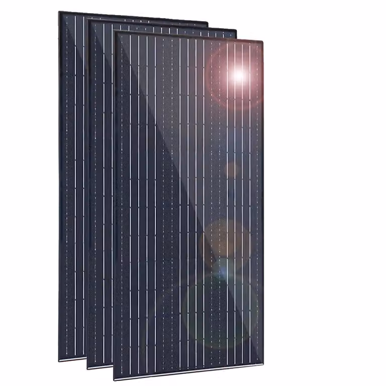Kit di pannelli solari, potenza di 450W, struttura in alluminio, composto da 3 pannelli da 150W ciascuno