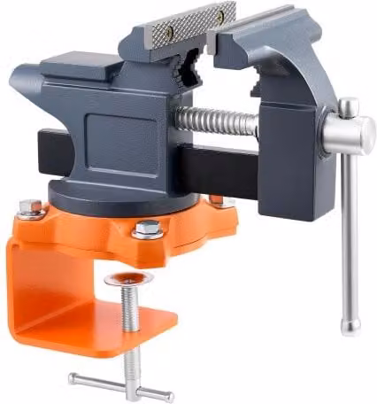 Morsa da Banco Portatile VEVOR con Base Girevole e Sgancio Rapido in Ghisa Grigia, Apertura 114,3 mm, per Lavorazione Legno e Metallo
