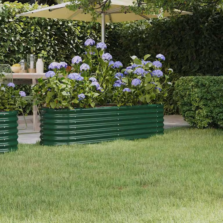 vidaXL Letto rialzato da giardino in acciaio zincato verde L: 152 cm, P: 40 cm, H: 36 cm