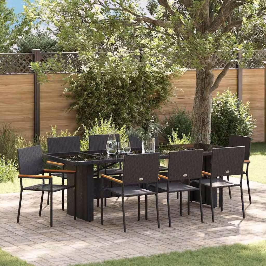 Maison Exclusive - Set da giardino per esterni, 9 pezzi, in rattan sintetico nero