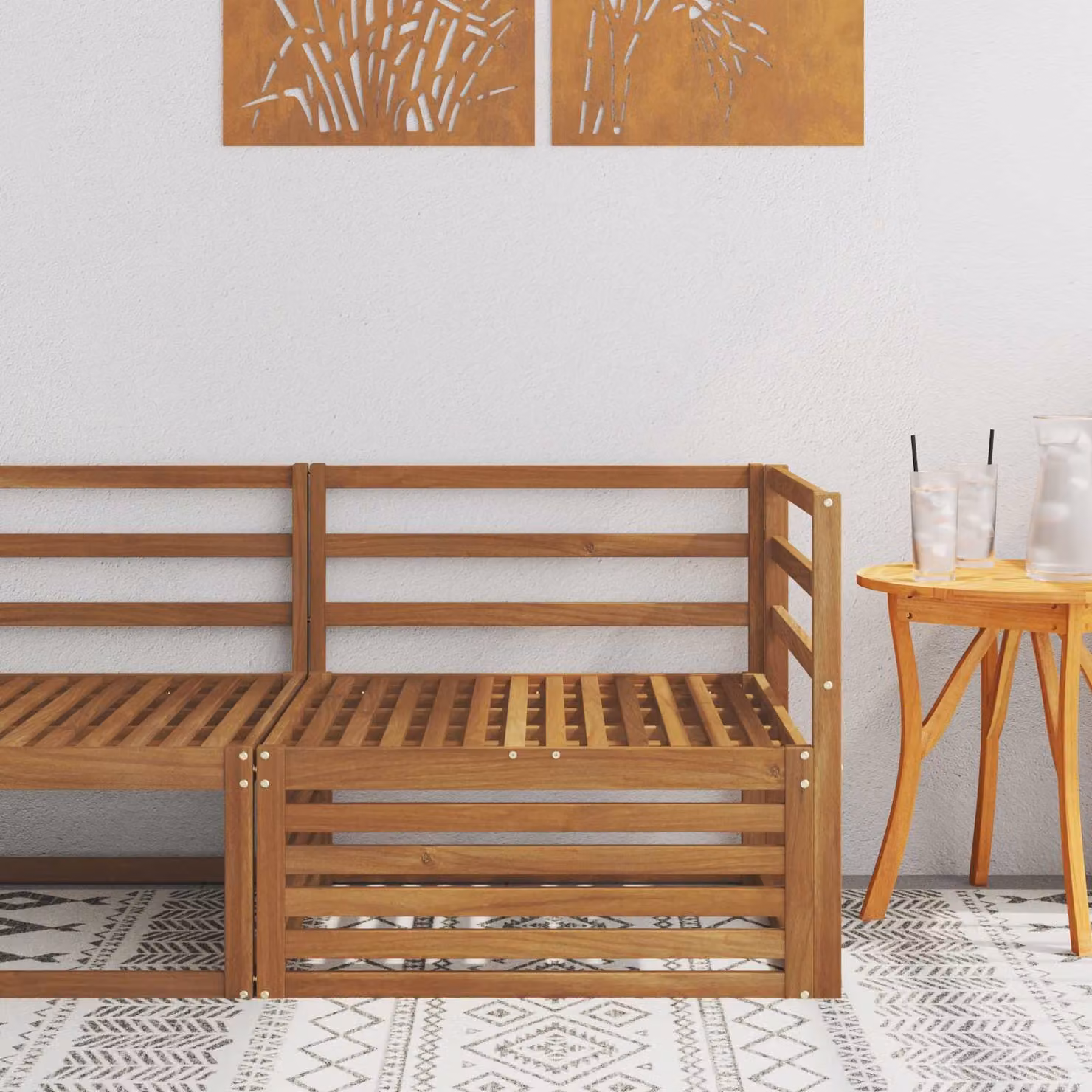 vidaXL Divano angolare da esterno moderno in legno di acacia massello naturale colore marrone