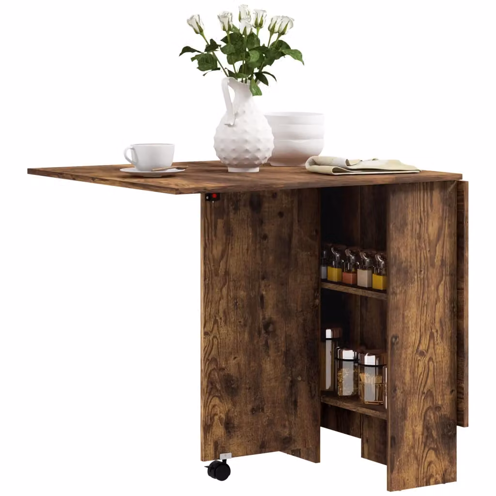Tavolo da Pranzo Pieghevole e Allungabile XYLO per 6 Persone con Ruote, Colore Marrone Rustico – 2