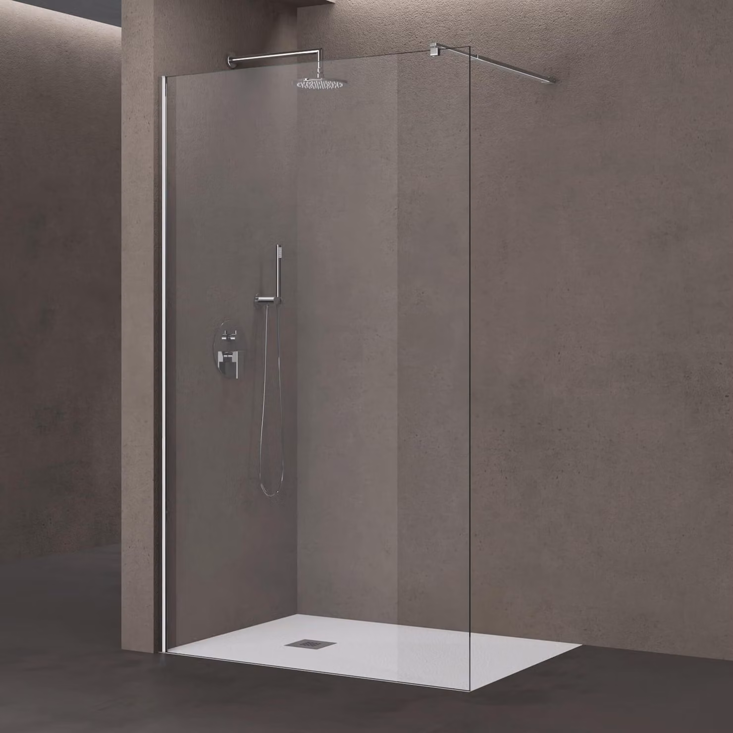 doporro Walk in Box Doccia 110x200 cm Parete Doccia Fissa in Cristallo Temperato Trasparente 8 mm Anticalcare, Barra Stabilizzatrice Regolabile in Acciaio Inox, Profilo Cromo - Bremen01K