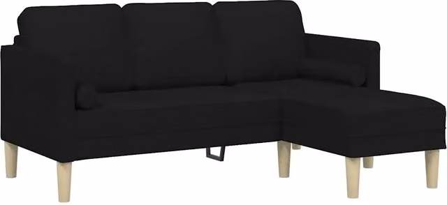 Set di Divano | Divano da soggiorno | Sofa con cuscino Nero Poliestere
