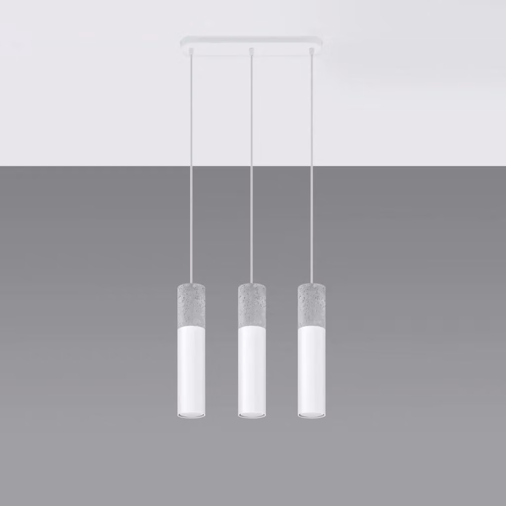Lampadario a sospensione Pure Lume VALERO in cemento e metallo bianco per 3 lampadine GU10 – 2