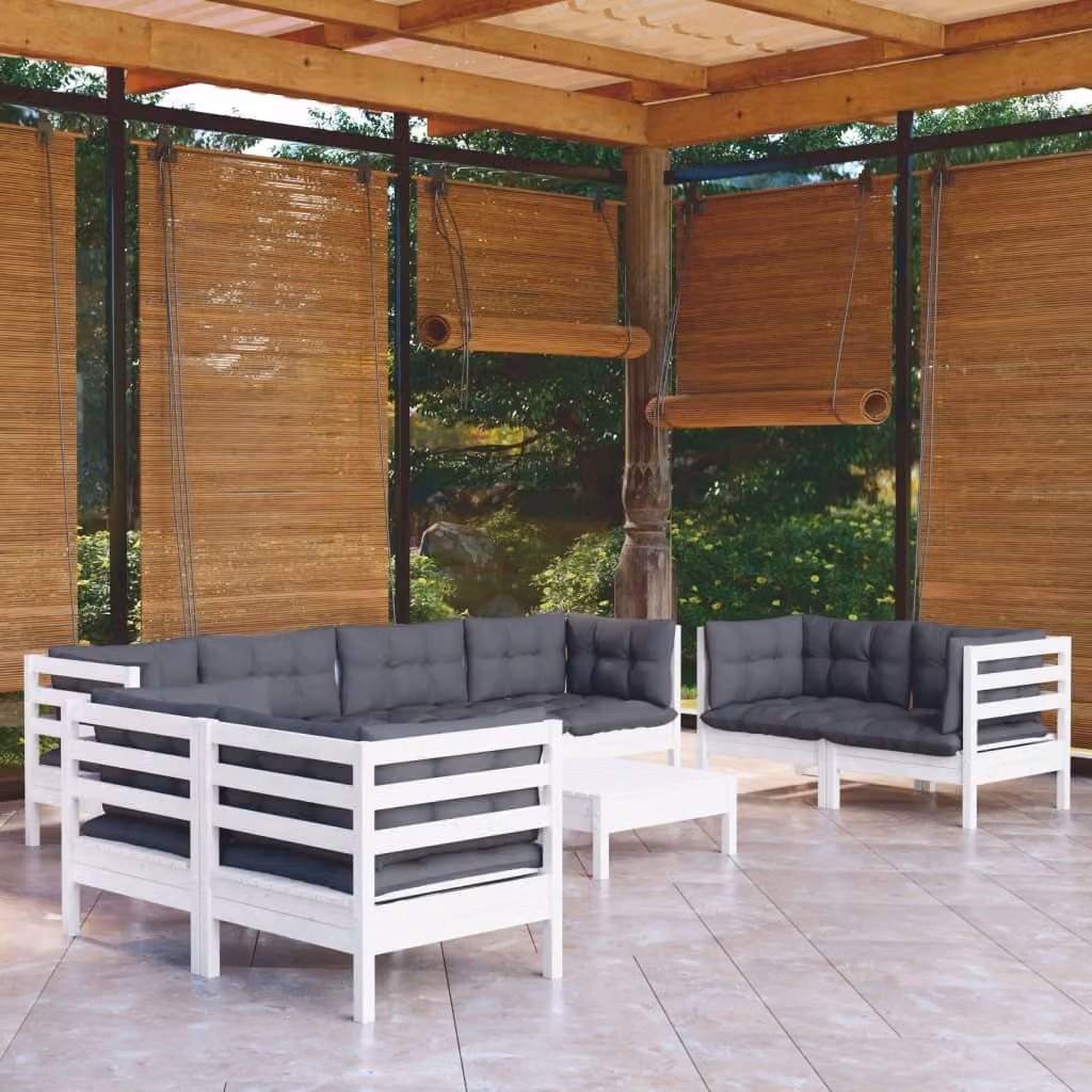 Maison Exclusive - Set Salotto Giardino con Cuscini 9 pz in Legno Massello di Pino