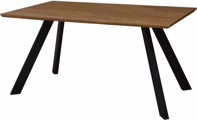 Tavolo da pranzo Manhattan in stile industrial con piano rettangolare in MDF laminato e struttura in metallo, Rovere e Nero