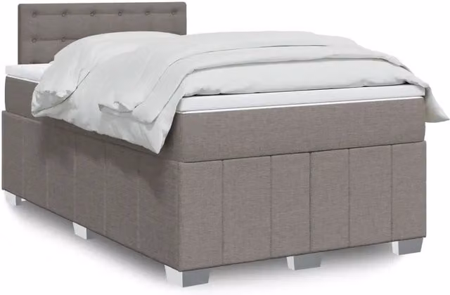 Letto con Giroletto a Molle e Materasso Ibrido vidaXL in Tessuto, L/P/H: 120 x 190 x 100,5 cm, Colore Grigio, Beige e Bianco