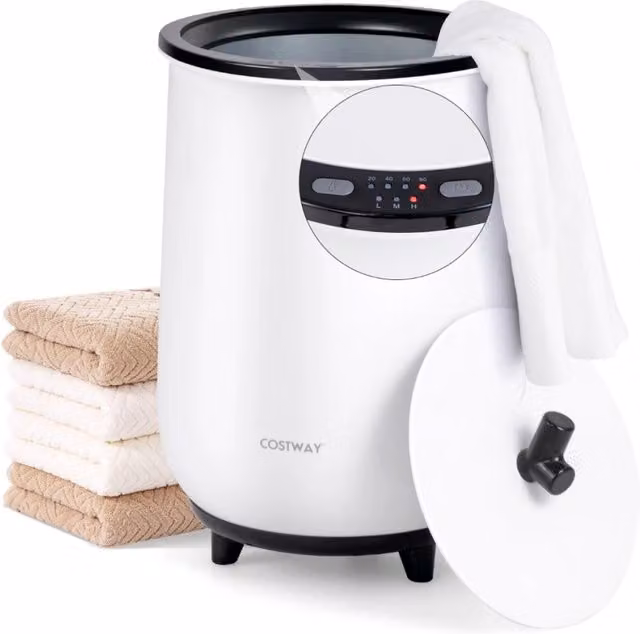 Secchiello riscaldatore di asciugamani Design Mania da 20L con 3 livelli di riscaldamento e timer, Nero o Bianco – 1